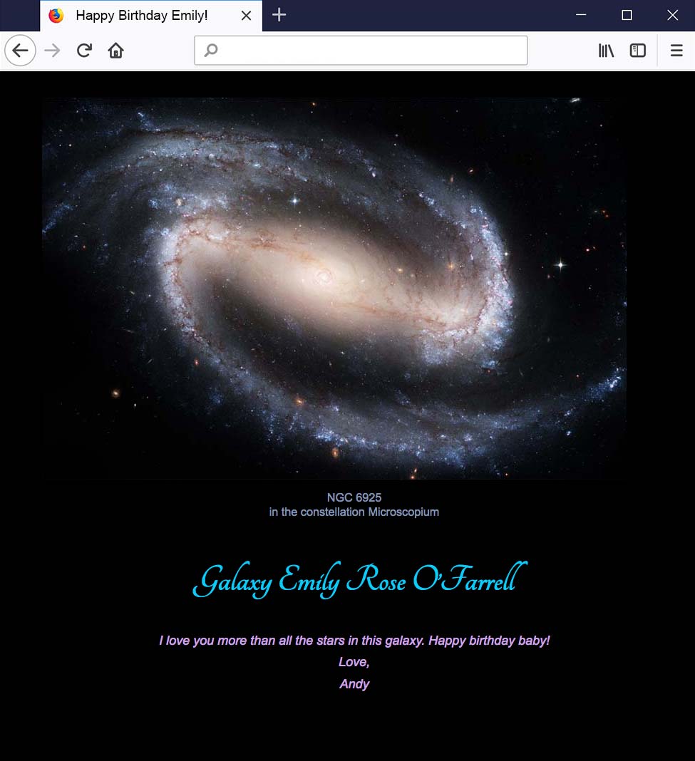 name a galaxy dedication page